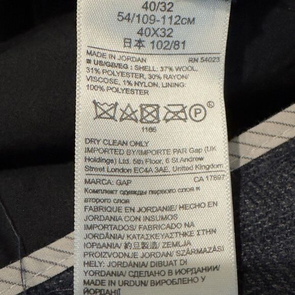 Gap Wool Blend Pants Grey Heather Straight Italian Fabric Nova Fides Mens 40x32 - Picture 9 of 9